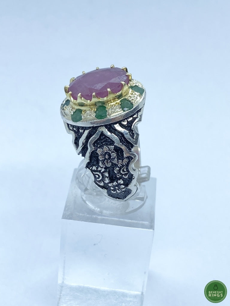 Ruby and emerald ring - Behesht Rings